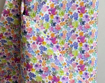 Dog paw print on white fabric, multi colored pastel paws, a- Dear Stella Quilting Material