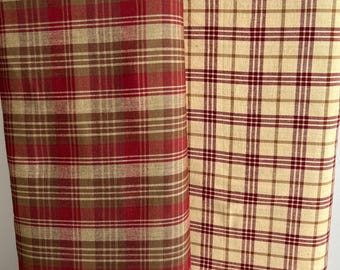 Red & Brown Plaid Homespun Fabric: Dunroven House Cotton