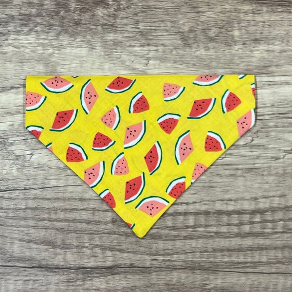 Watermelon bandana, thru the collar, watermelon dog scarf, summer watermelon bandana, summer bandana, spring bandana, picnic bandana