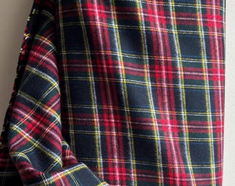 Black and Red Tartan Plaid Flannel: Robert Kaufman Heavyweight Fabric