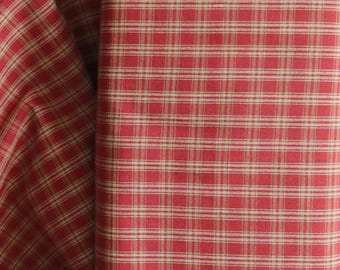 Red Plaid Homespun Fabric: Dunroven House Catawba Plaid on Tea Dye