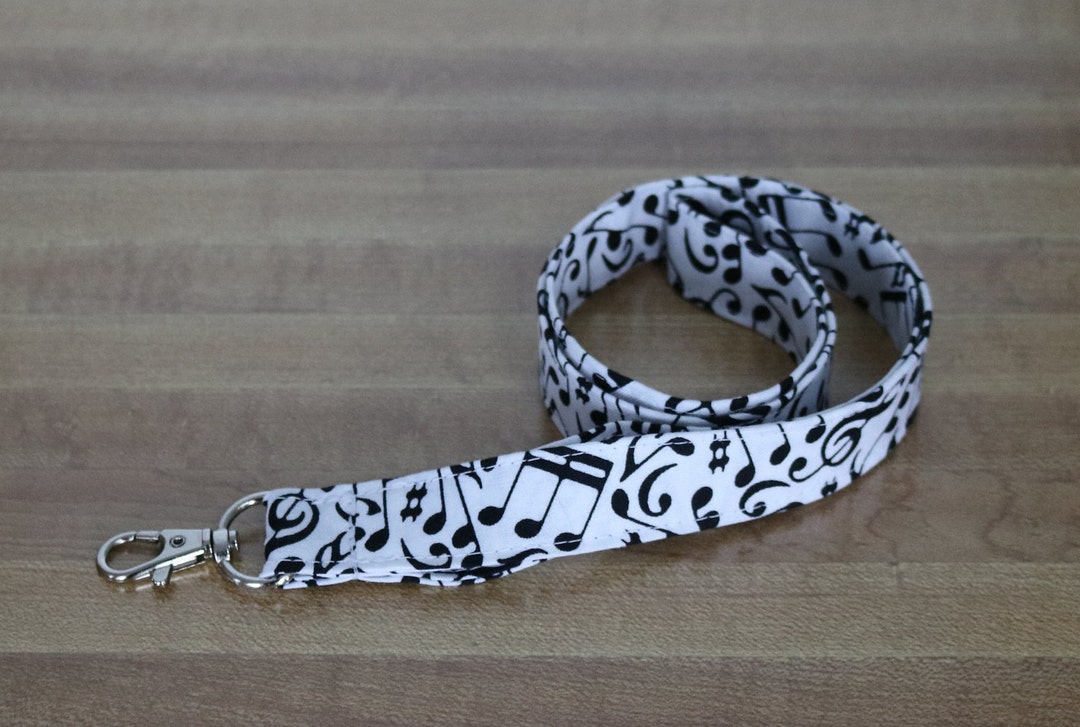 Music Note Lanyard Cotton Fabric Lanyard Key Lanyard White Etsy