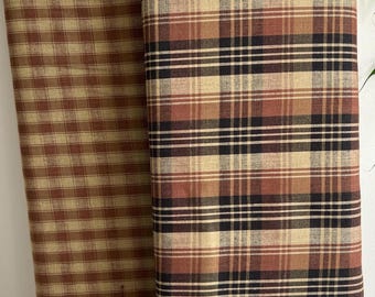 Brown Plaid Homespun Fabric: Dunroven House Cotton Rag Quilt Material
