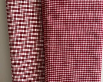 Red Homespun Fabric: Cream Checkerpane, Rag Quilt Material