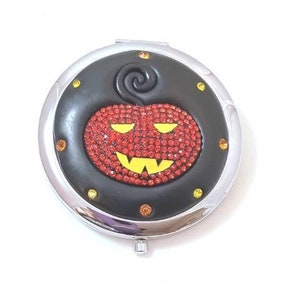 Jeweled Jack o Lantern Compact Mirror