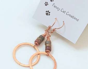 Copper Loops & Picasso Jasper Dangle Earrings