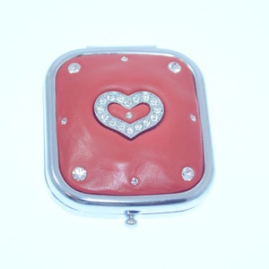 Pave Heart Jeweled Compact Mirror