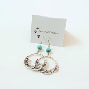 Turquoise with Feather Drop Earrings
