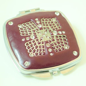 Lacy Square Jeweled Compact Mirror