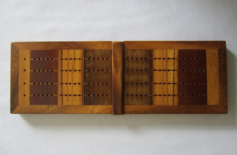 Handcrafted Cribbage Board Exotic Hardwood 4 Track Vintage Etsy