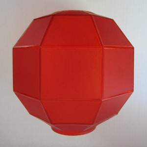 10&quot; Antique Octagon Light Globe Pittsburgh Lamp, Brass & Glass •  Cardinal Red Cathedral Shade Frosted Glossy Edges • 4&quot; Fitter Dual Opening