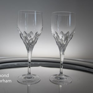 2-8 Pcs Gorham Diamond Wine Glass • Vintage 1989 Blown Lead Crystal • Clear Elegant Signed 7-Oz Vertical Cut Lower Bowl • Crafted in Germany