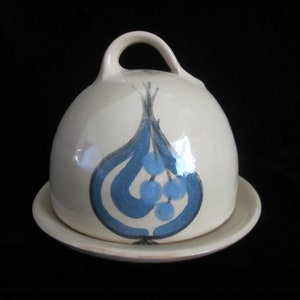 Vintage Stoneware Butter Dish • Signed 1988 Art Pottery Cheese Dome