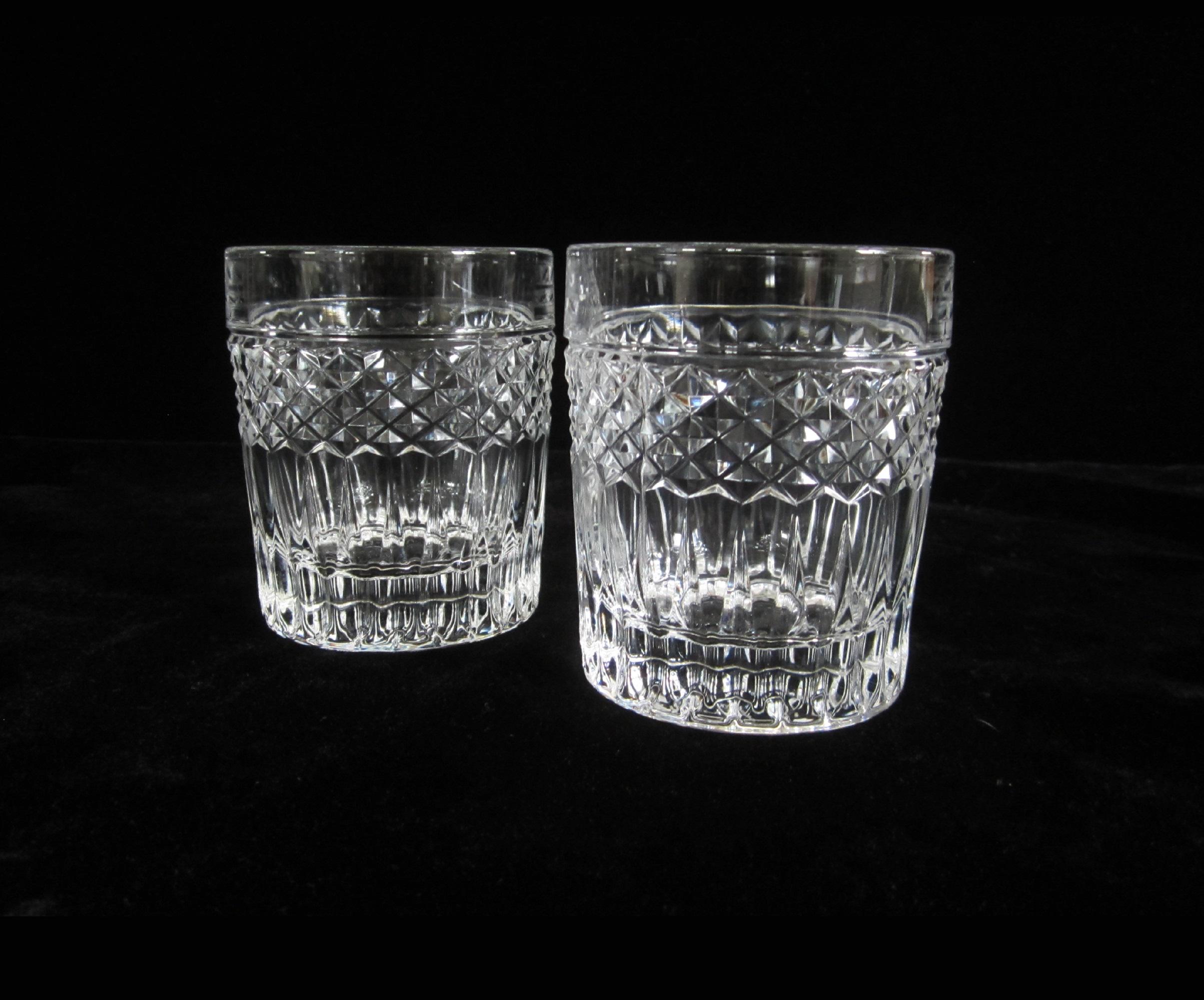 Vintage Val St Lambert Crystal Tumblers: Diamond Cut Old Fashioned