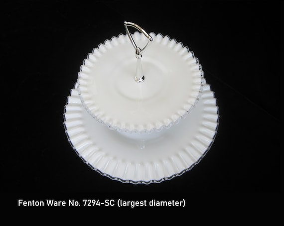 Vintage Fenton Silver Crest Milk Glass Tidbit Tray: 1950s 2-tier