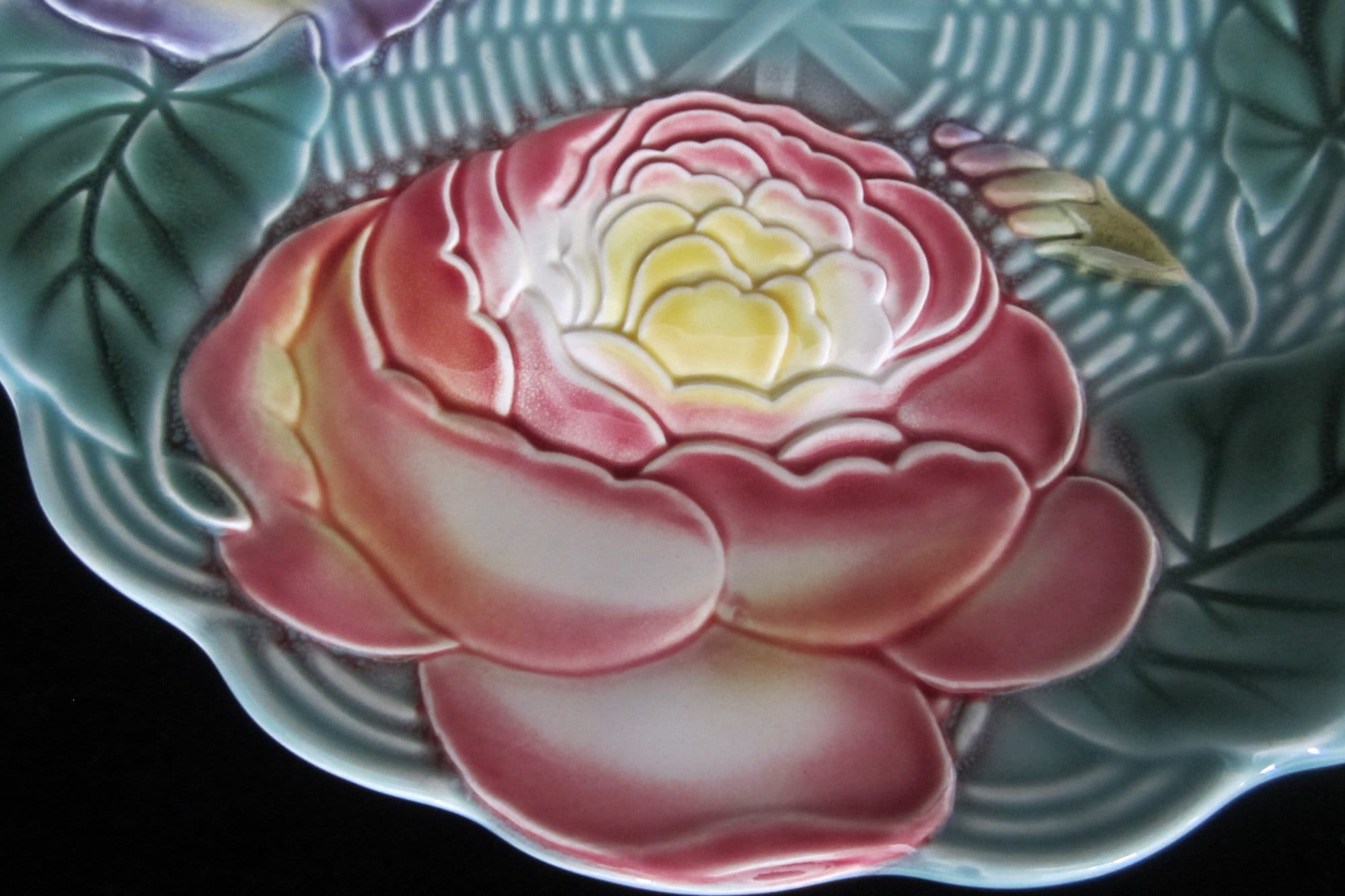 2-pc Geneviève Lethu Floral Salad Plate Set • Vintage Teal
