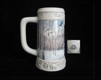 Vintage 1998 Miller Beer Stein: Kevin Daniel "Silent Sentinel" Winter Scene
