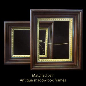 Antique Victorian 12x14 Shadow Box Picture Frame • Pair Rectangular Wooden Gold Gilt Eastlake Style