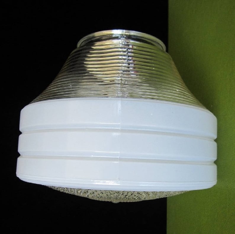 2 VTG ANTIQUE ART DECO INDUSTRIAL SCHOOLHOUSE LIGHT FIXTURE GLASS GLOBE SHADE