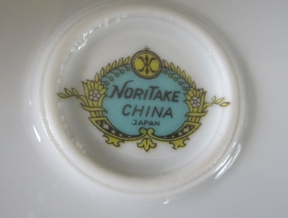 Antique Noritake Dessert Plate Set • Floral Red Gold Band, 1910s