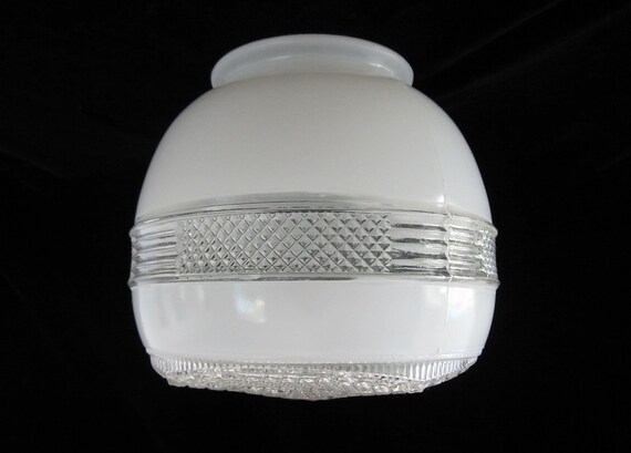 8 Flush Mount Ceiling Light Cover Art Deco Schoolhouse Drum Shade Vintage Replacement Frosted White And Cut Clear Diffuser Retro Kitchen