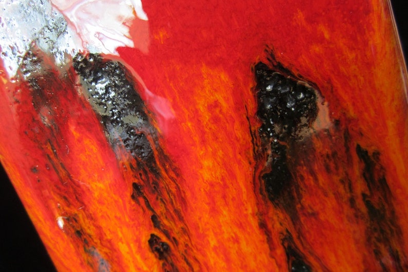 9.5 Fat Lava Vase by Kreutz Keramic Vintage Burnt Orange Red & Black Square Geometric West German MidCentury Decorative Art Pottery image 4