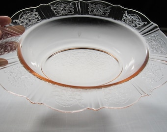 11" American Sweetheart Pink Serving Bowl by MacBeth Evans • Large Oval Vintage 1930s Depression Glass • Iconic Embossed Design• Made in USA