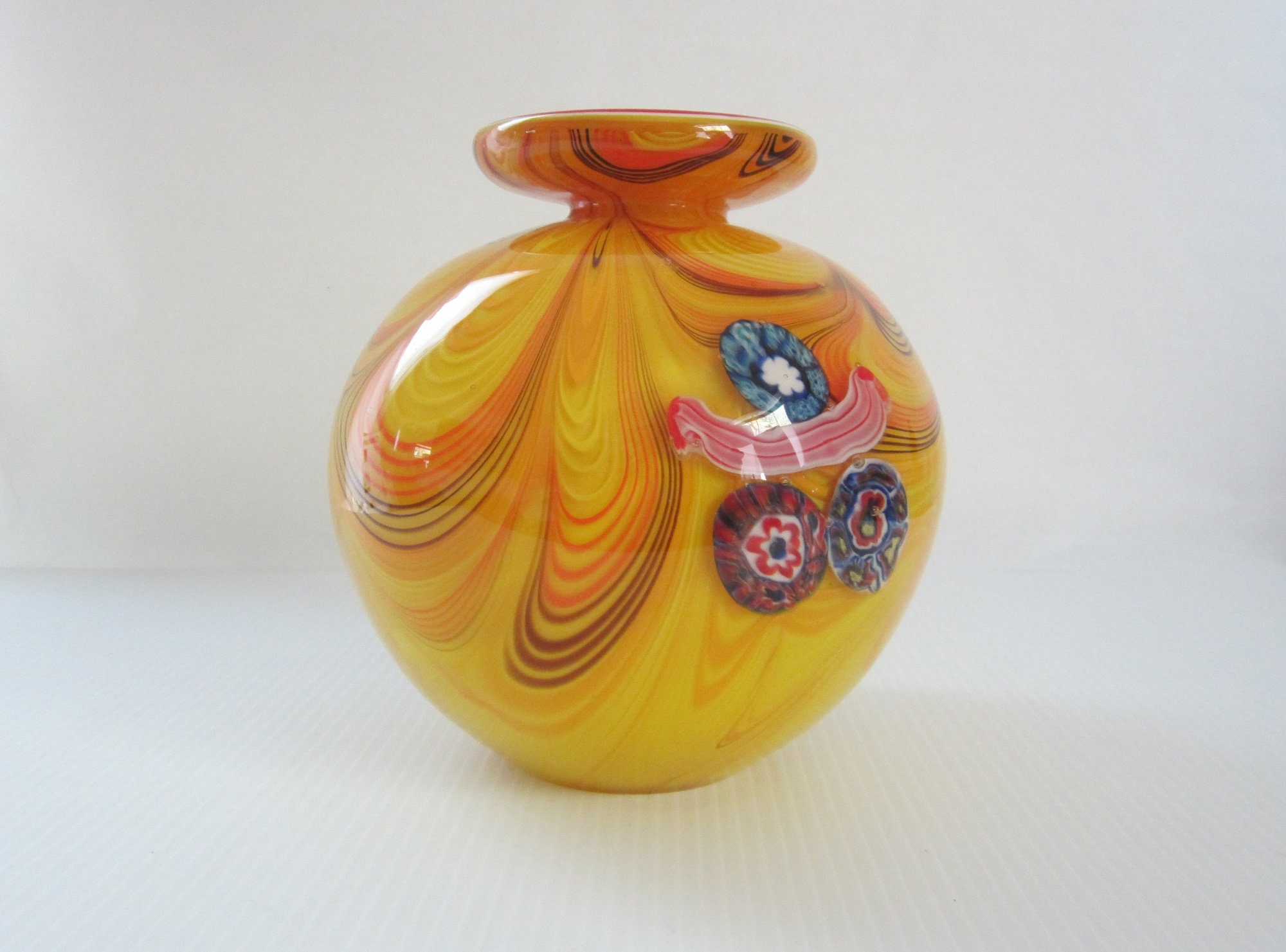 Vintage Glass Vase with Multi-Colored Swirls - Lost and Found