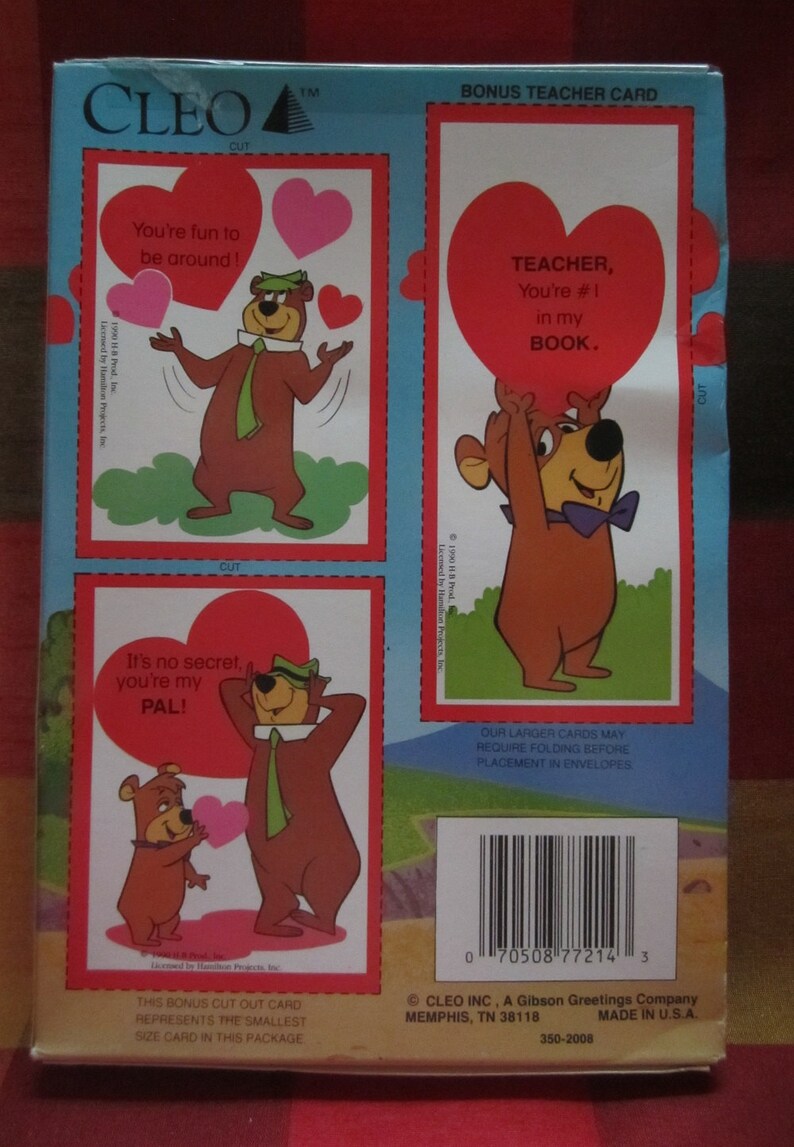 Valentine's Day Cards Tom &amp; Jerry or Yogi Bear 32-Pc Boxed | Etsy