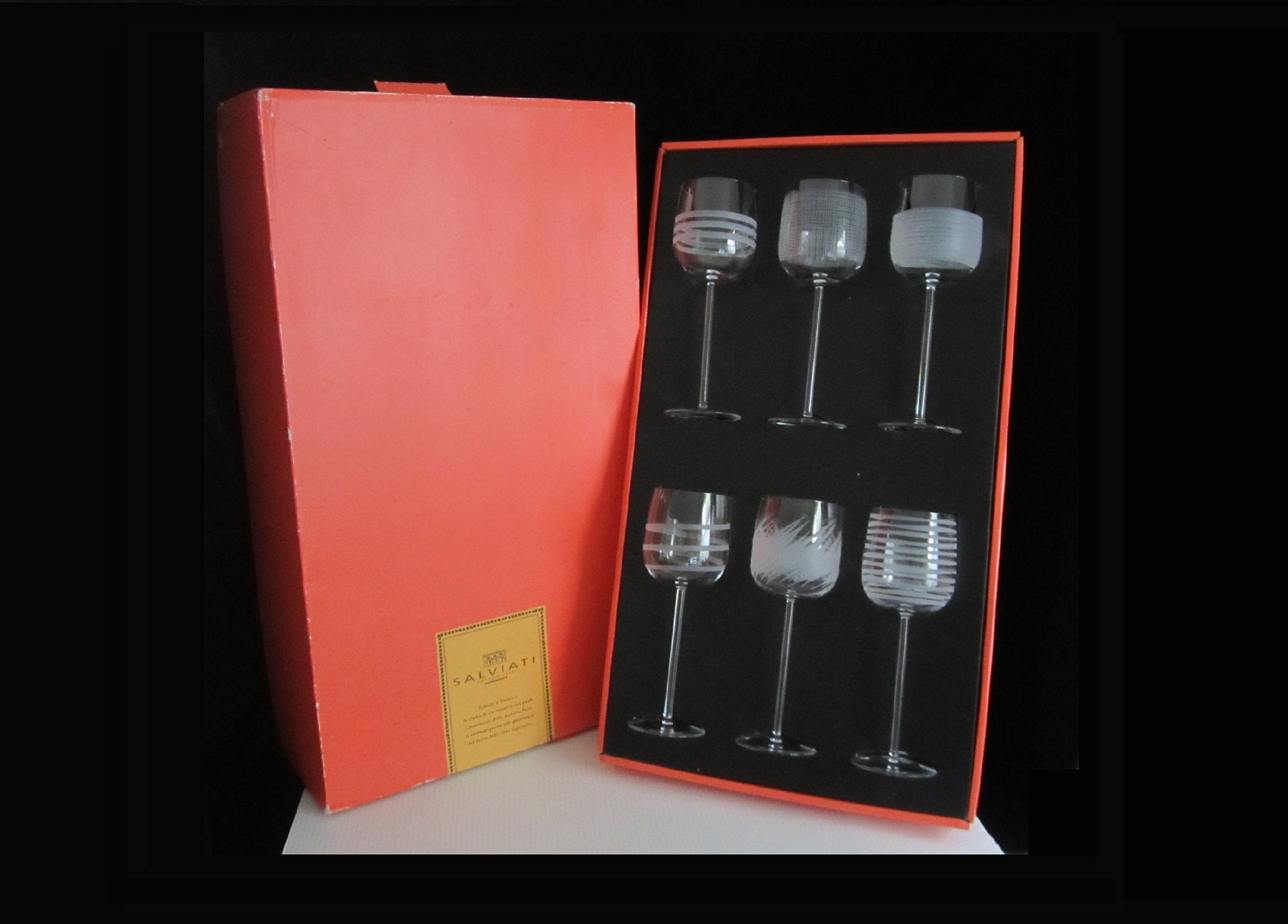 Nove Set of 6 Tall Drinking Glasses Salviati