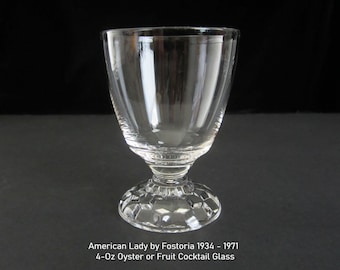 5-Pc Fruit or Oyster Cocktail American Lady by Fostoria • Vintage 1930s Retro Modernist Cube 4-Oz Footed Glass • Crafted in W. Virginia, USA