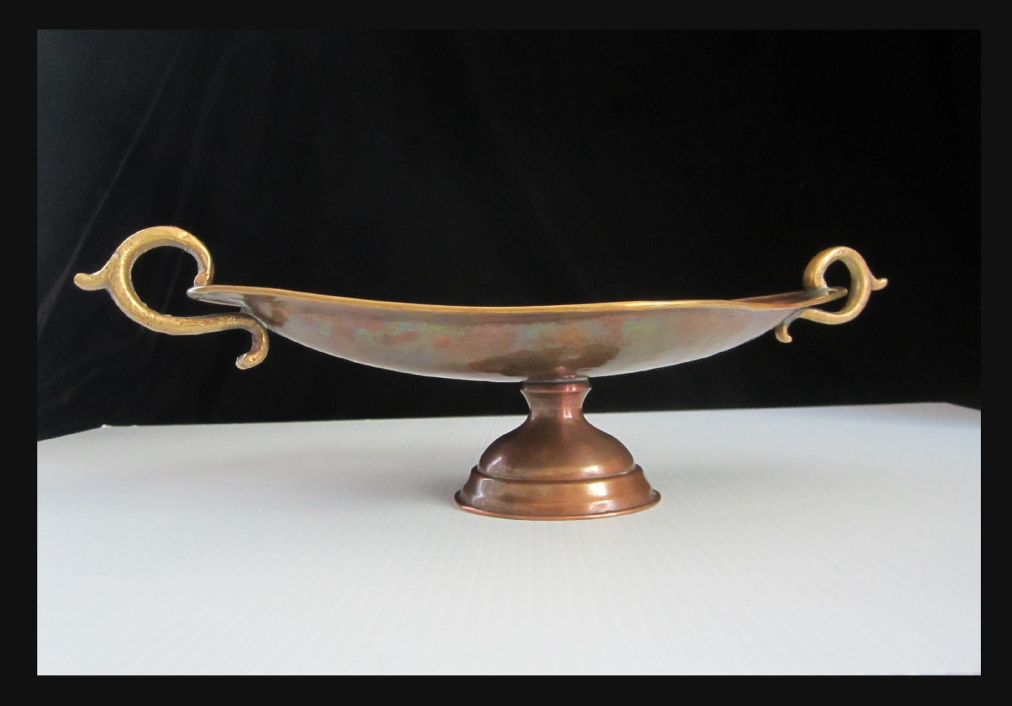 銅板転写 茶碗 古道具 アンティーク カップ 大盃 ブロカント Vintage Old Oriental Metal Cup Hand Carved Traditional Brass