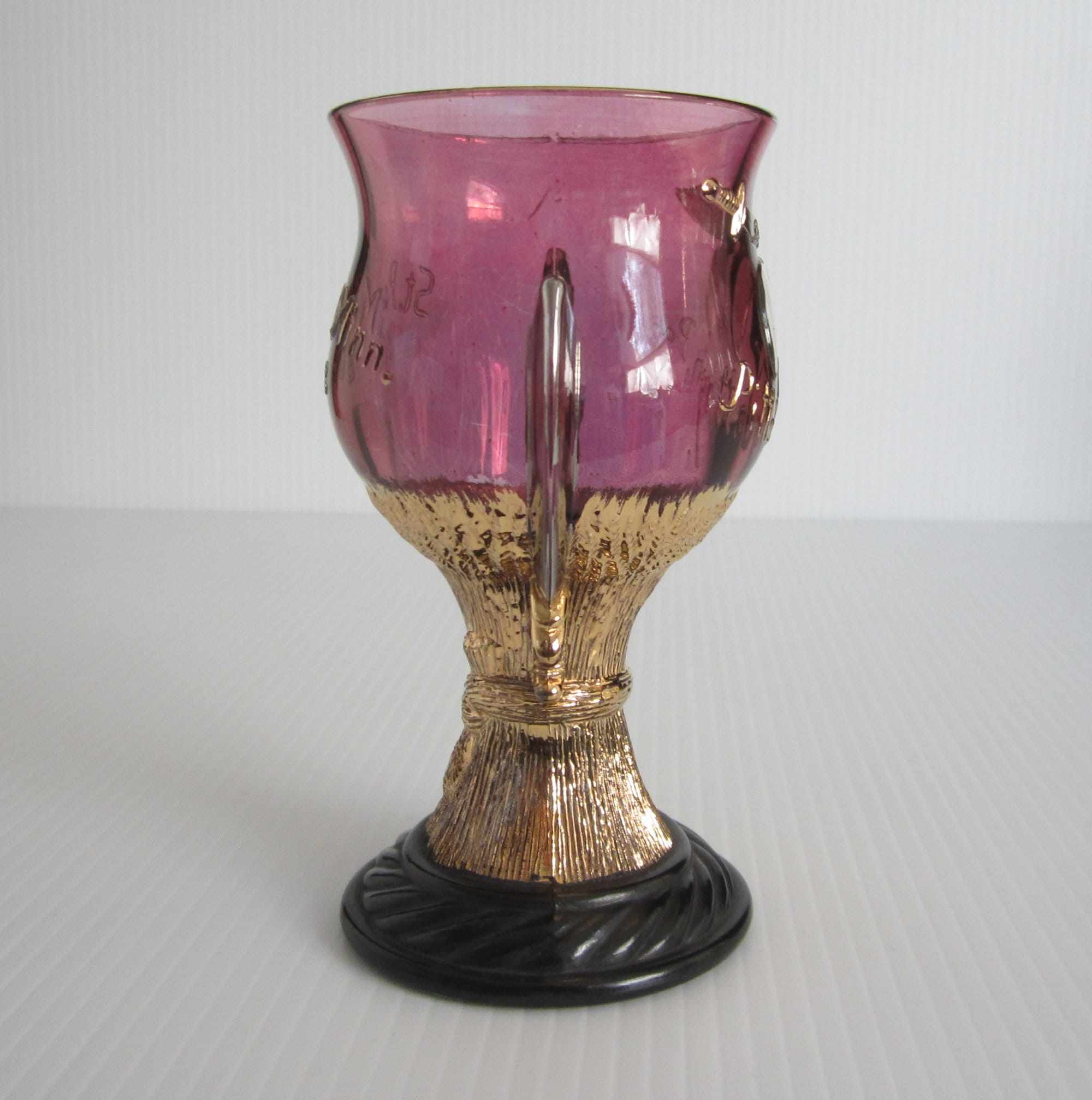 1908 Shriner Convention Souvenir Goblet • Iridized Carnival Red