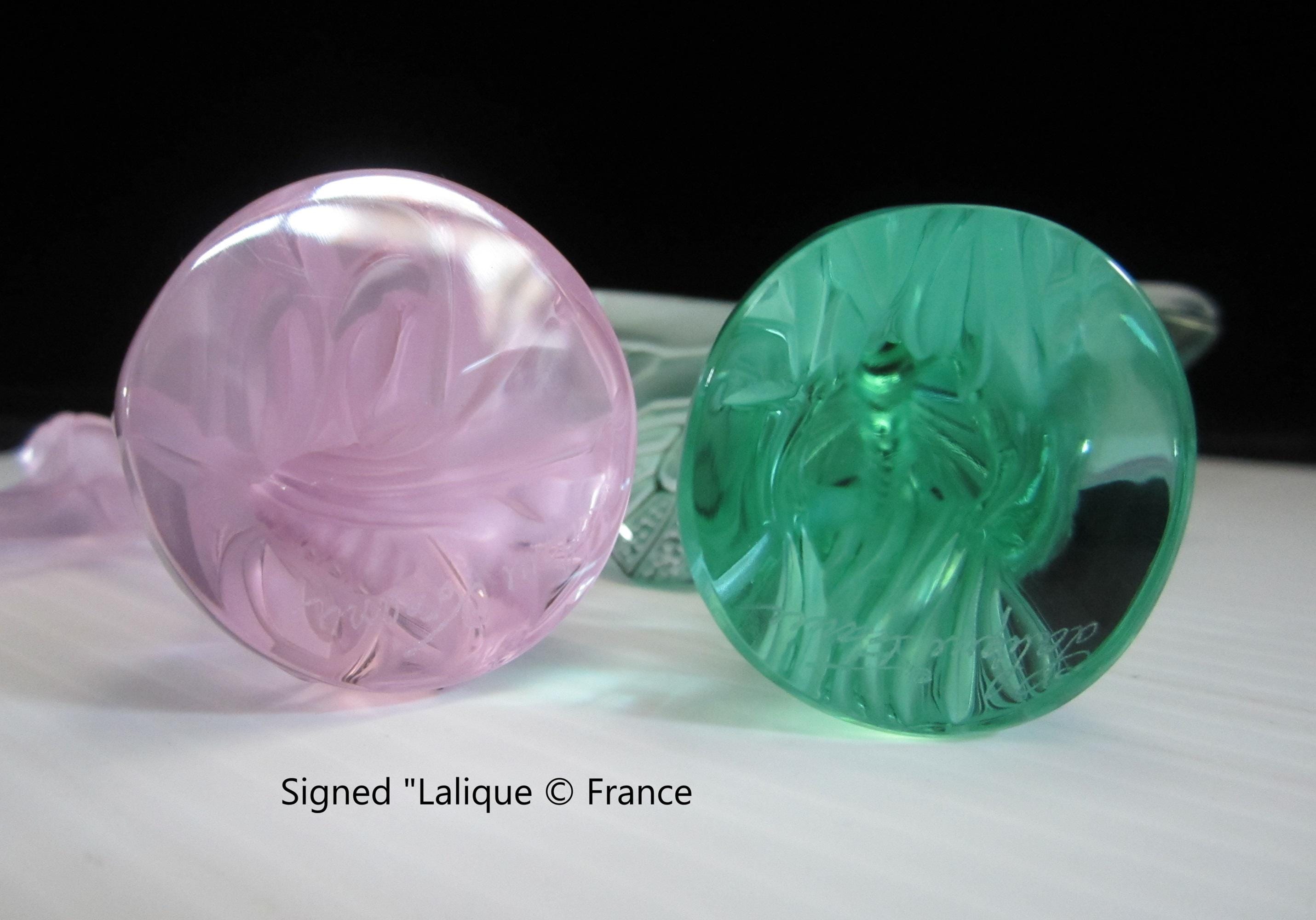 精緻★ラリック 蝶 パピヨン ピンク フィギュリンフランス アンバーグリーン CHOICE Lalique Crystal Figurine Butterfly or Dragonfly