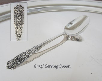 8 1/4" Westmorland Sterling Milburn Rose Tablespoon/Serving Spoon • Vintage 1940 Signed Antiqued Silver Floral Tip • Crafted in CT USA