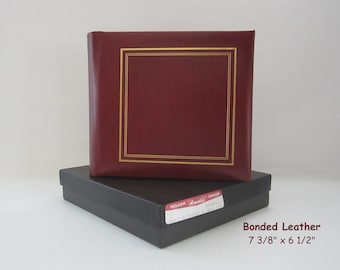 7 x 5 Bonded Leather Photo Album, Wine Red, Gold Trim, Arondia Exclusive Creation • Vintage New in Box, 26 Mats • General Products, IL USA