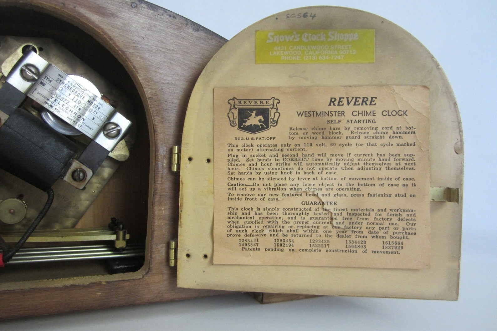 Revere R941 Westminster Chime Clock Vintage 1940s Self Etsy