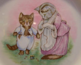 8" Tom Kitten Child's Plate by Beatrix Potter for Royal Albert, Vintage Colorful Illustrated English Bone China Dish World of Beatrix Potter