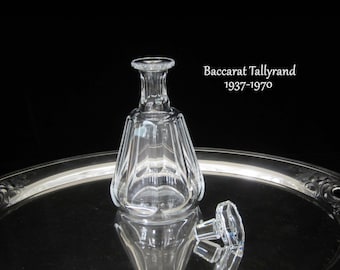 Baccarat Tallyrand Liquor Decanter with Stopper • Vintage 1937 Handmade Barware Panel Design • French Blown Crystal • Acid Signed Authentic