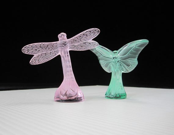 精緻★ラリック 蝶 パピヨン ピンク フィギュリンフランス アンバーグリーン CHOICE Lalique Crystal Figurine Butterfly or Dragonfly