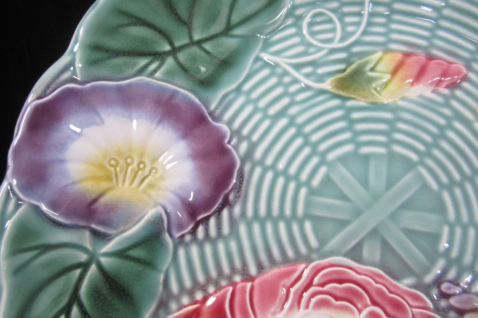 2-pc Geneviève Lethu Floral Salad Plate Set • Vintage Teal
