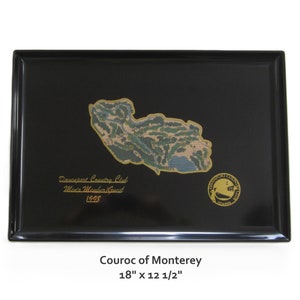 Couroc of Monterey Tray Davenport Country Club Golf Tournament Sample • Vintage 1998 Pleasant Valley Iowa • 18x12 Large Handmade Inlaid Wood