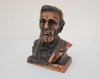 Abraham Lincoln Coin Bank • Vintage Cast Metal, Hinged Stopper, No Key • Advertising Giveaway Lincoln First Federal Svngs & Loan, WA Spokane
