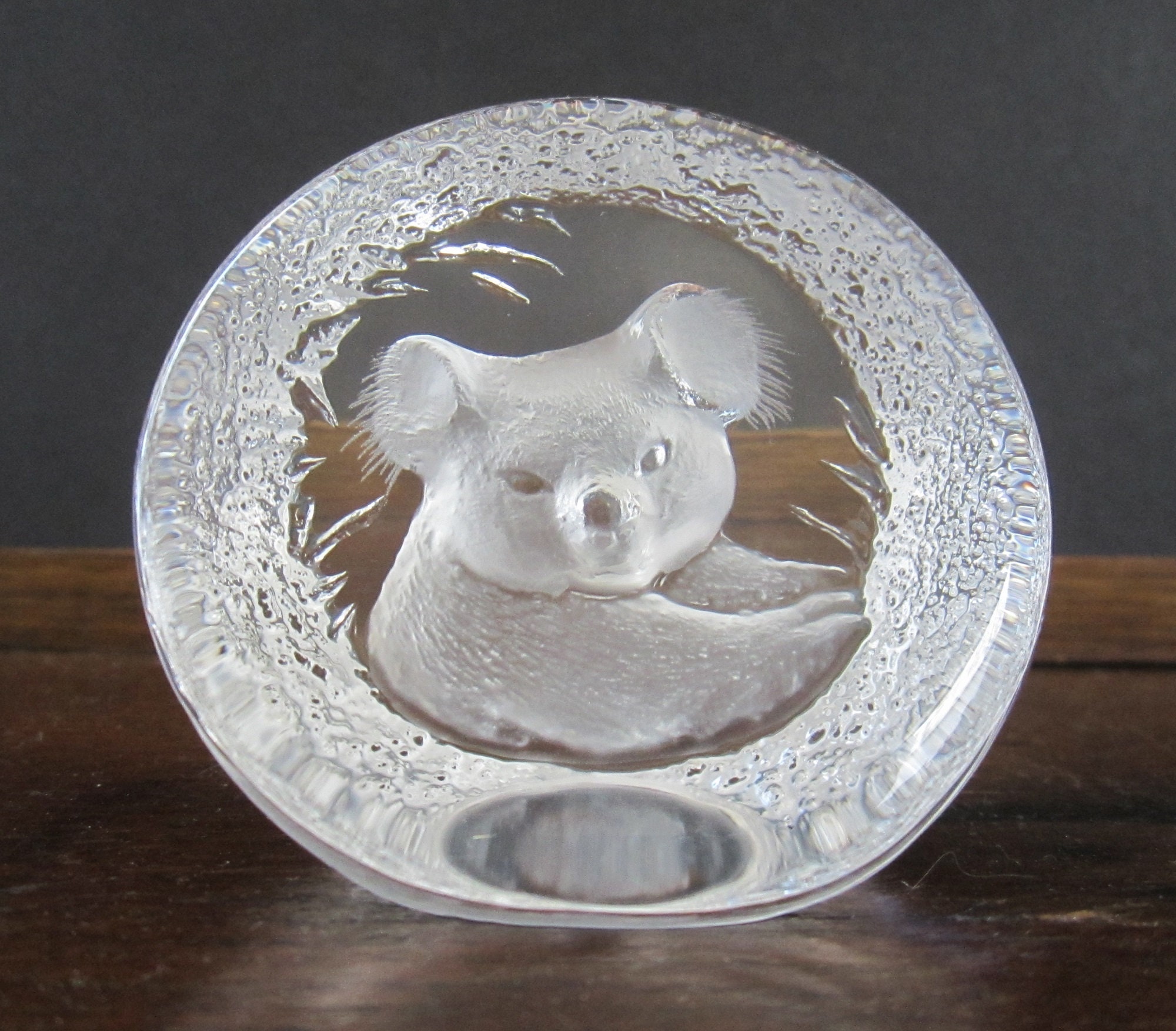 Mats Jonasson Koala Bear Crystal Paperweight • Signed Scandinavian