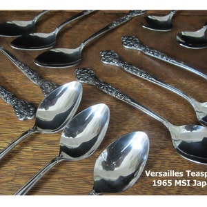 Vintage Versailles Teaspoons: 1965 MSI Floral Stainless Steel, Japan
