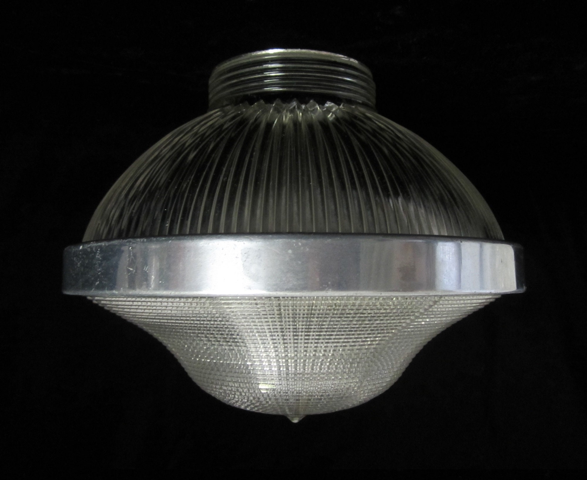 Vintage Holophane Banded Acorn Light Shade • Prismatic Ribbed