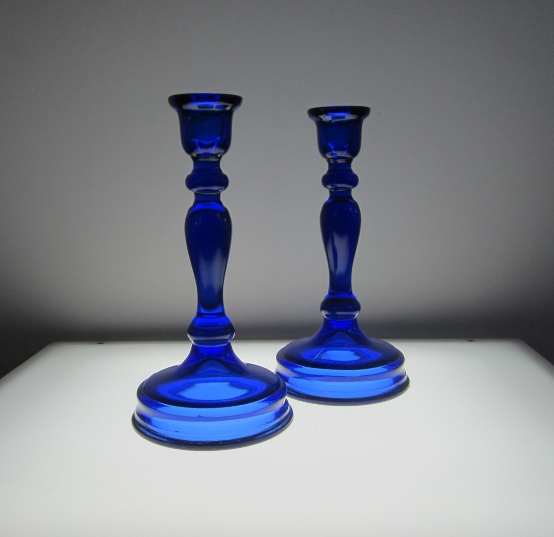 Talking Tables Bougeoir En Verre Bleu Cobalt Cannelé – Petit Support Pour Bougies Dîner, Déco Table Élégante Mariage & Anniversaire