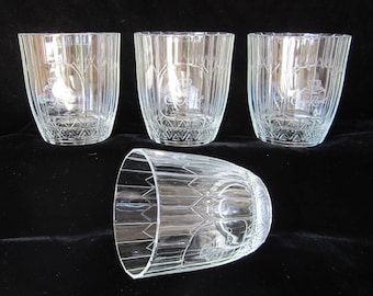 2 - 8 Pc Crown Royal Whiskey Rocks Glass Set • Raised Diamond Pattern  & White Logo • Vintage Old Fashioned Tumbler Lowball Barware • Italy