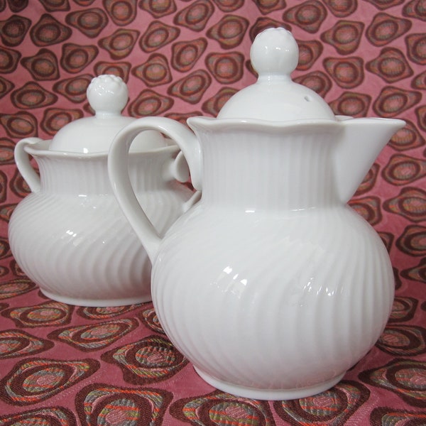 4-Pc Blanc Creamer & Sugar Bowl with Lids by Dansk, Japan • Vintage 1990 White Porcelain • Niels Refsgaard Danish Design • Dishwasher Safe