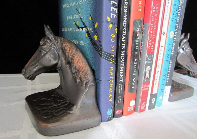 PMC Bronzed Metal Horse Head Bookends Vintage Midcentury 1950s Etsy